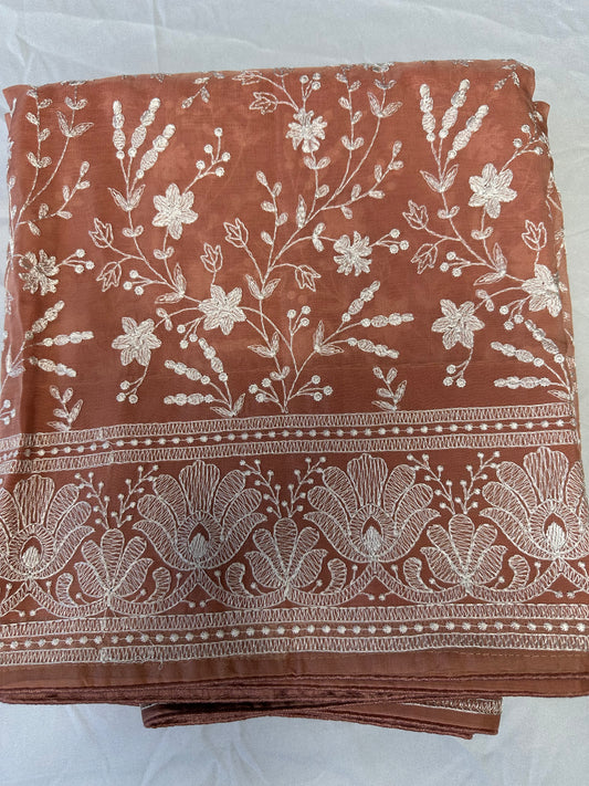 Viscose Organza Embroidery Saree  | Indian Sarees In USA