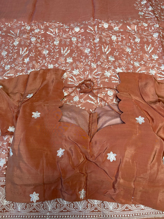 Viscose Organza Embroidery Saree  | Indian Sarees In USA