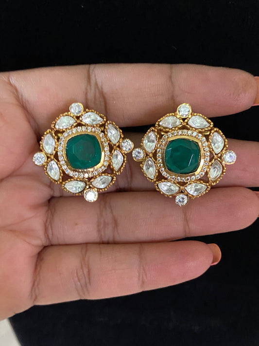 Polki Kundan Earrings | Indian  Studs Earrings