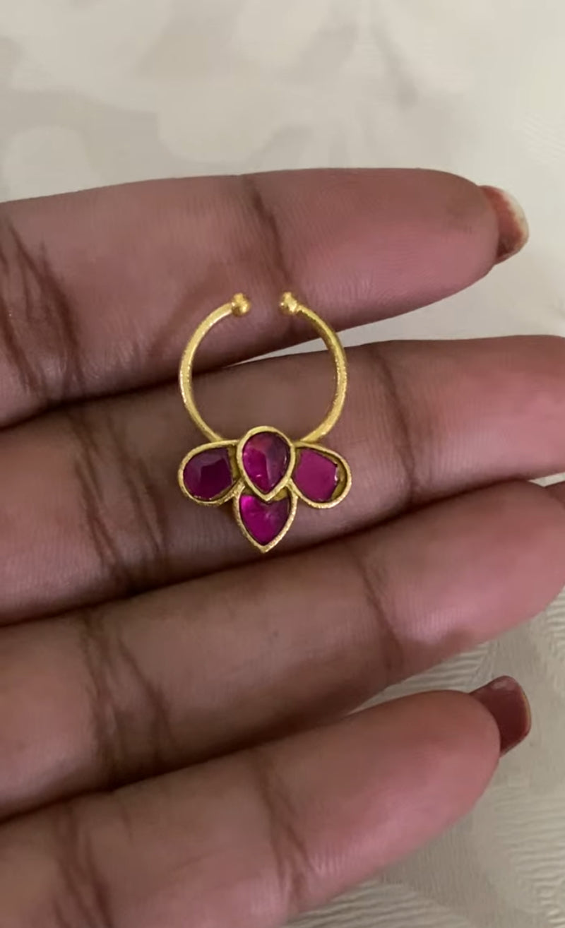 Antique Jadau Kundan Septum Ring|  Indian Nose Ring