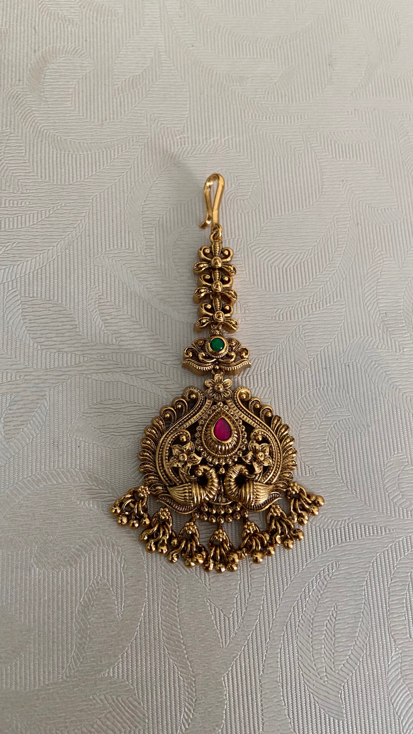 Antique Peacock Maang Tikka | Traditional Temple Maang Tikka