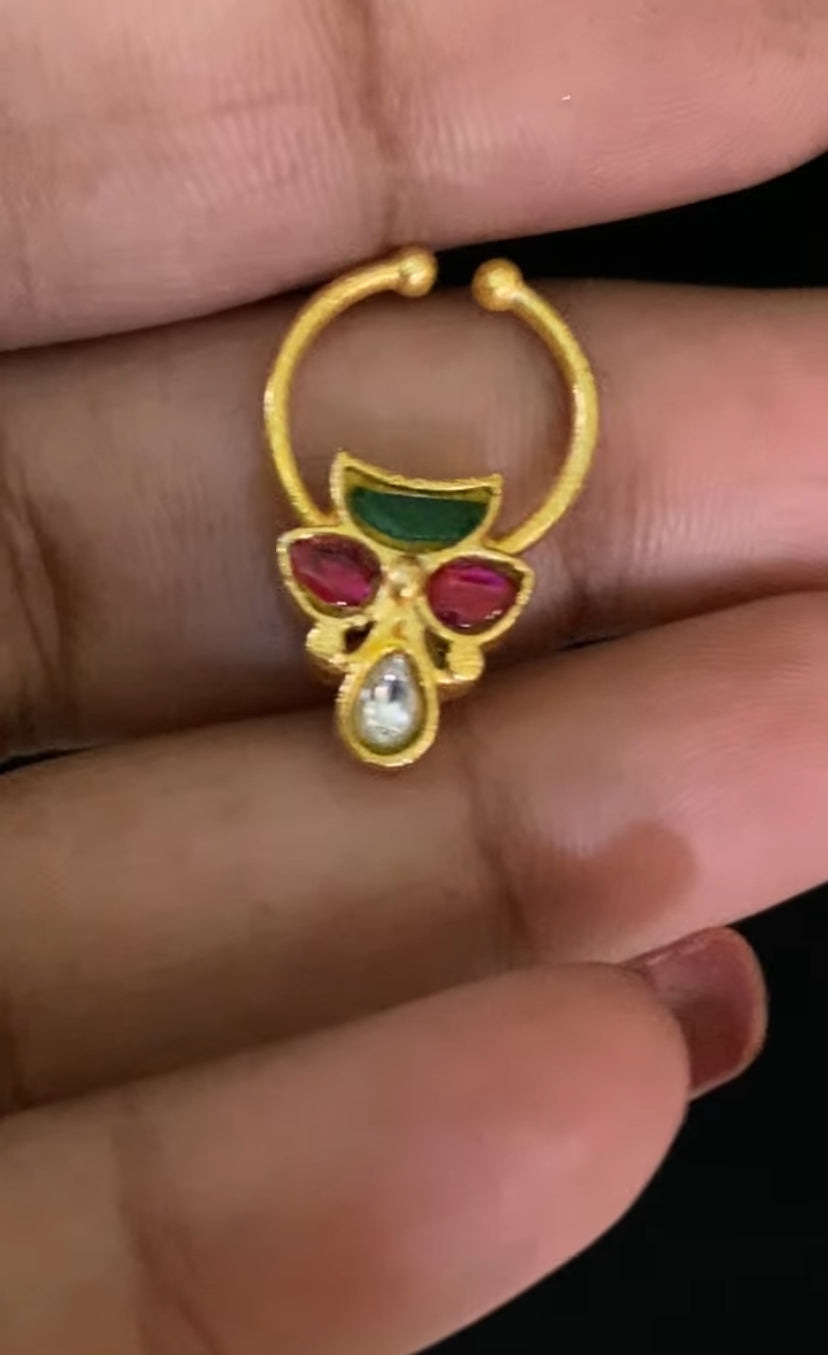 Antique Jadau Kundan Septum Ring|  Indian Nose Ring