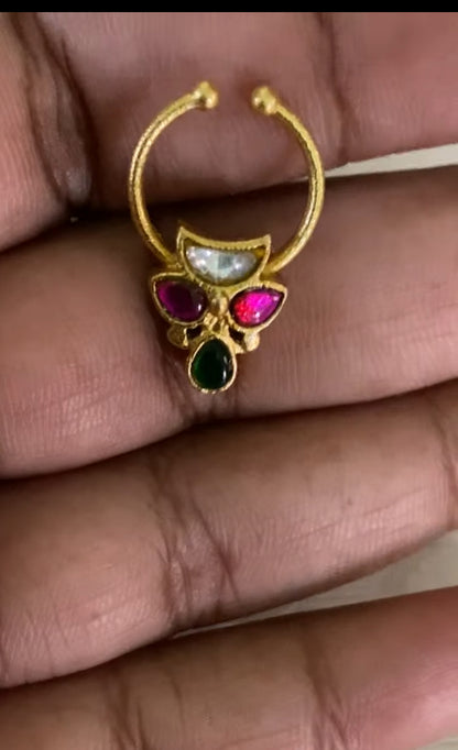 Antique Jadau Kundan Septum Ring|  Indian Nose Ring