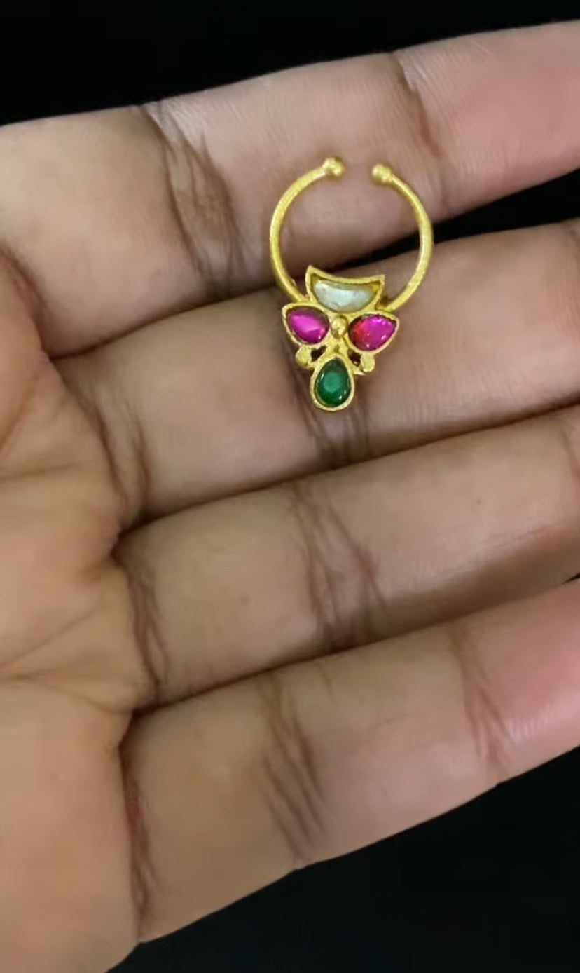 Antique Jadau Kundan Septum Ring|  Indian Nose Ring
