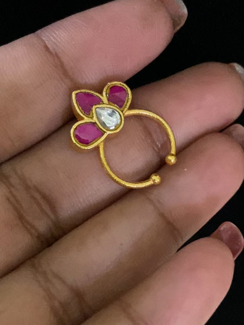 Antique Jadau Kundan Septum Ring|  Indian Nose Ring