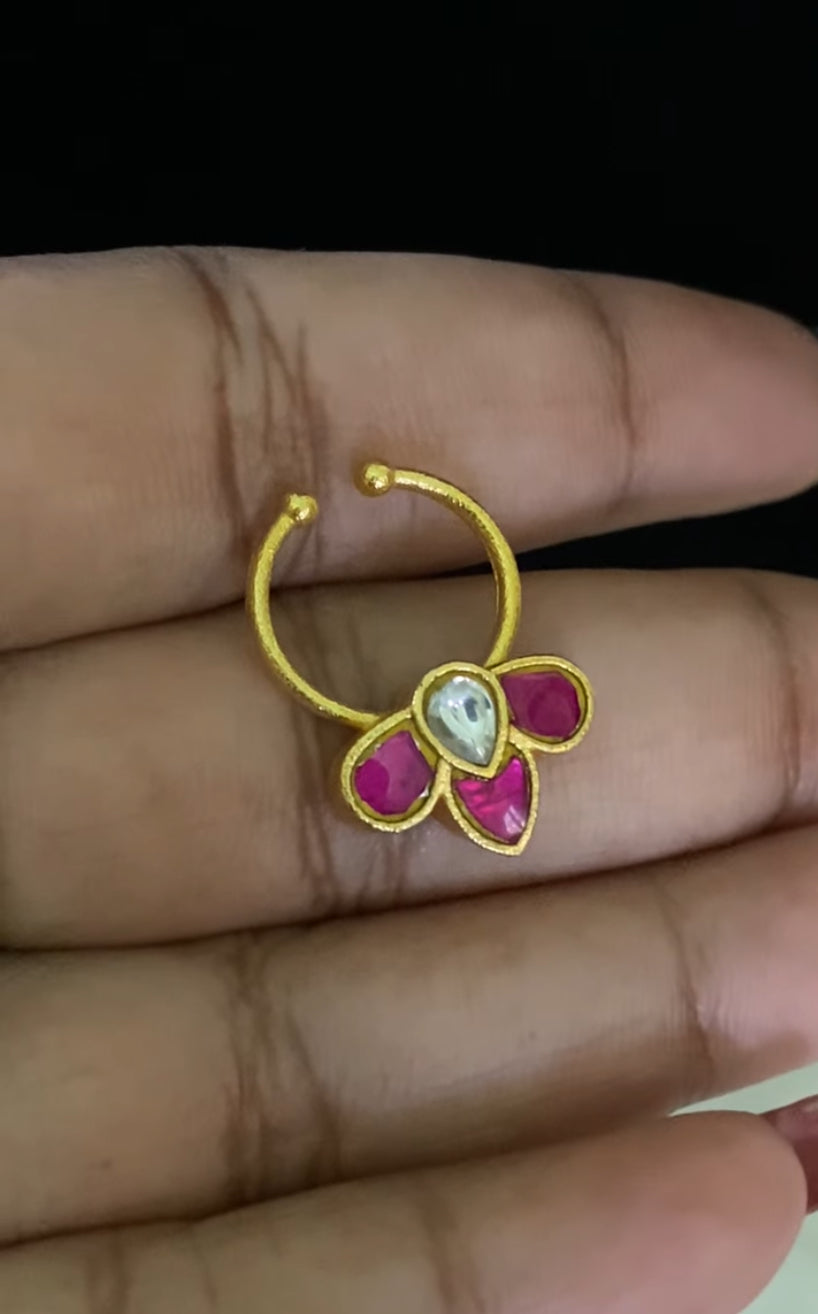 Antique Jadau Kundan Septum Ring|  Indian Nose Ring