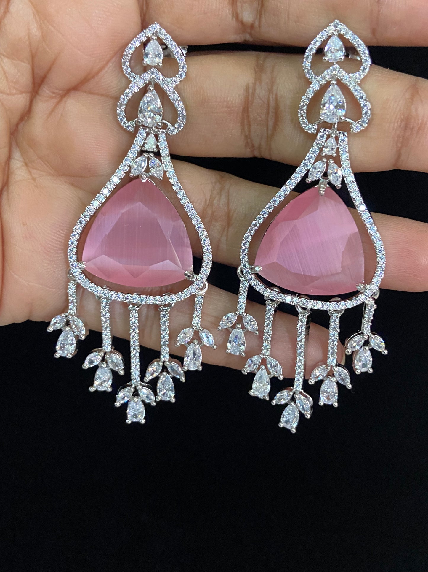 AD Classic Pink Earrings |   Indian luxury Earrings