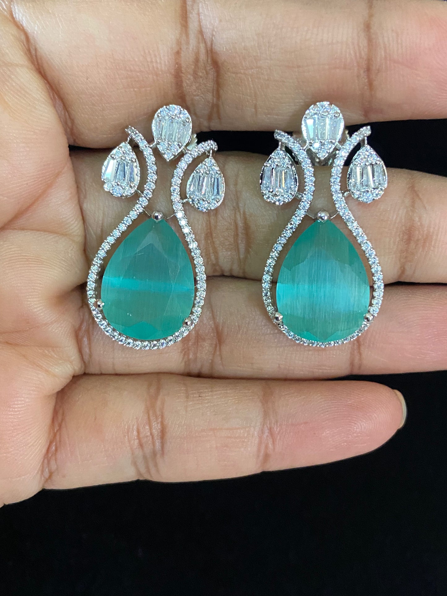 AD Rhodium Earrings | Indian jewelry in USA