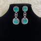 AD Rhodium Seagreen & White Earrings