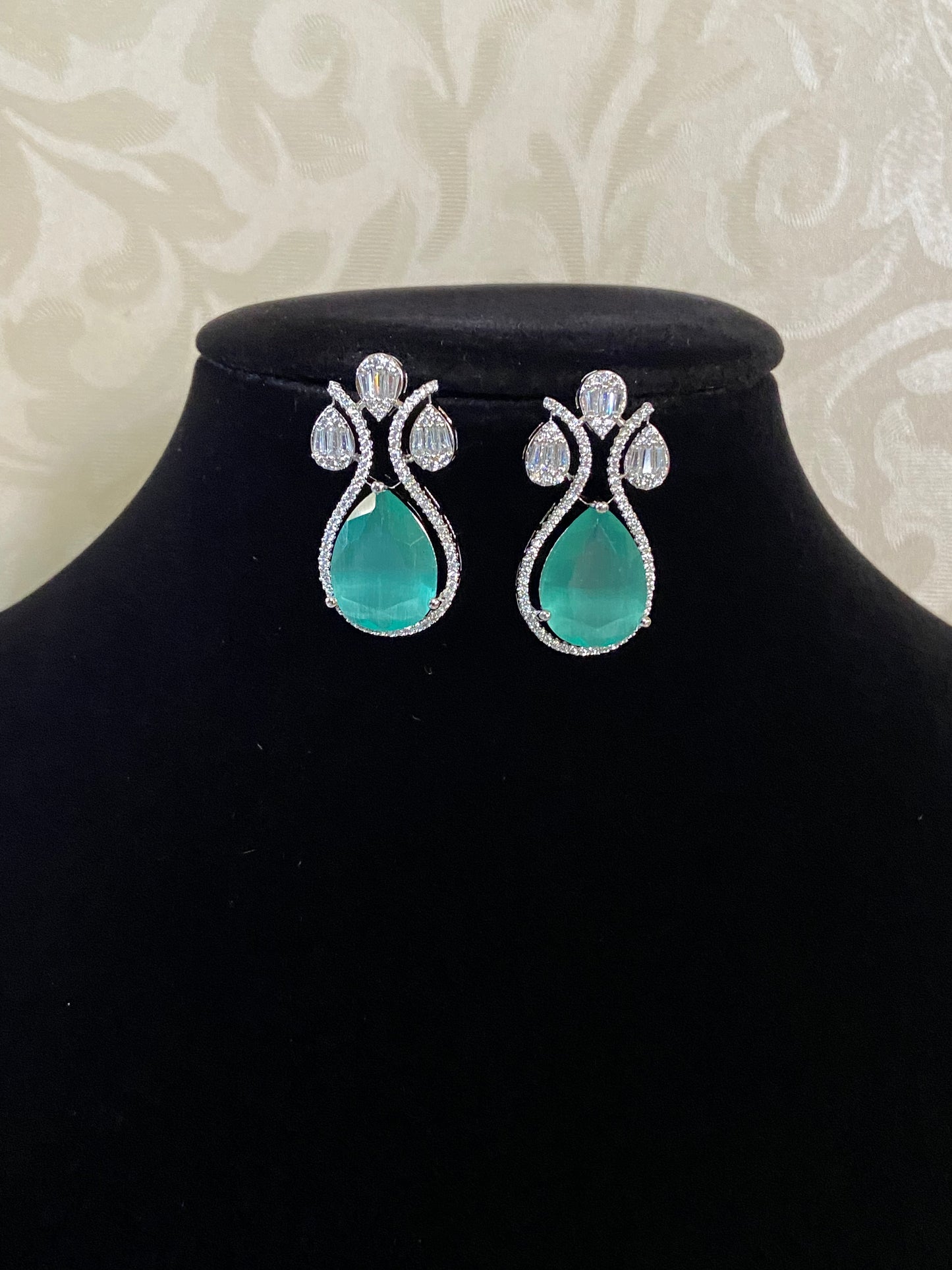 AD Rhodium Earrings | Indian jewelry in USA