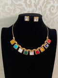 Navratan Antique Necklace With Studs | Indian Jewelry | Gift Idea