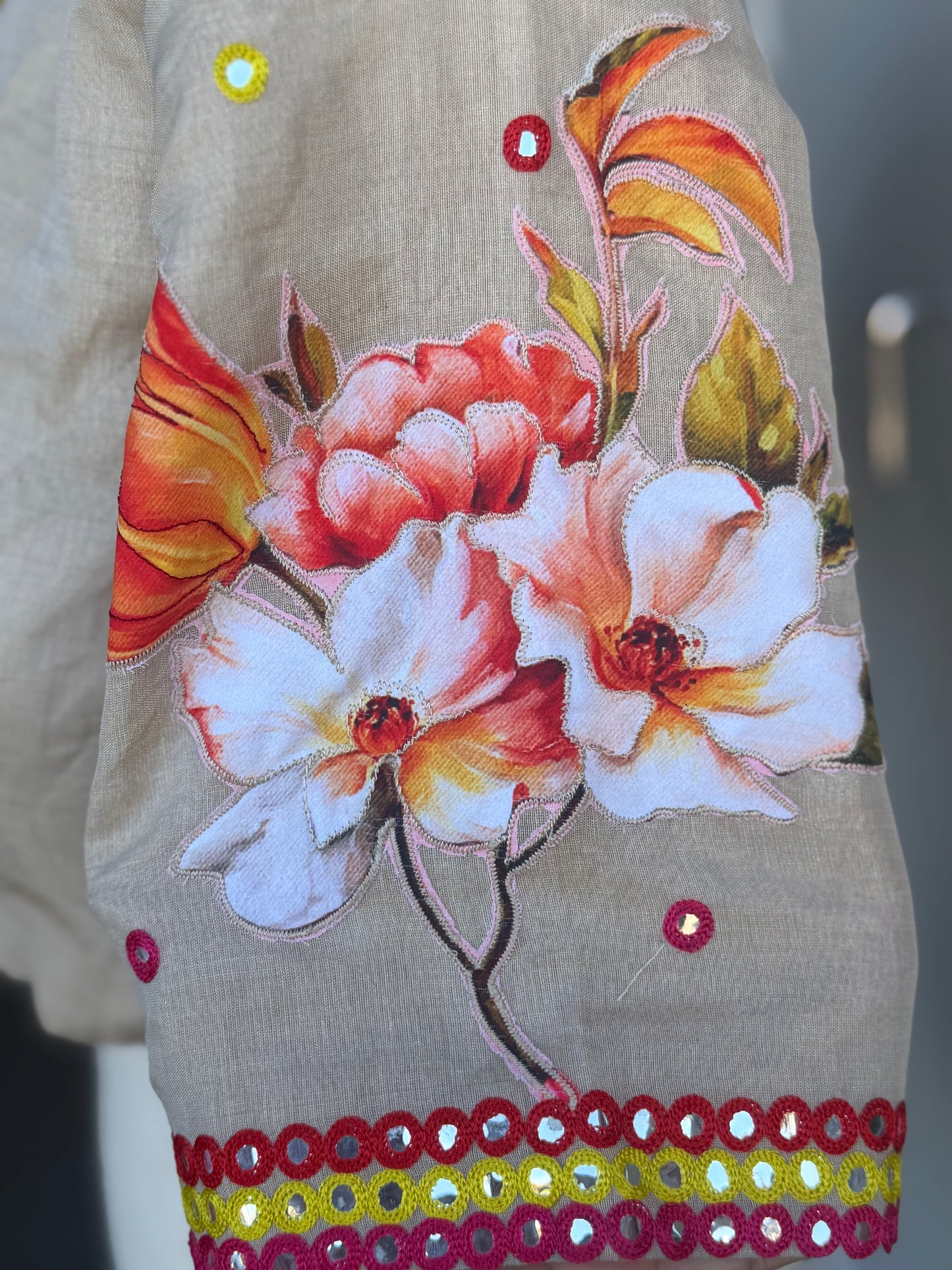 Chanderi Silk Mirror Work Embroidery Blouse | Saree Blouse In USA