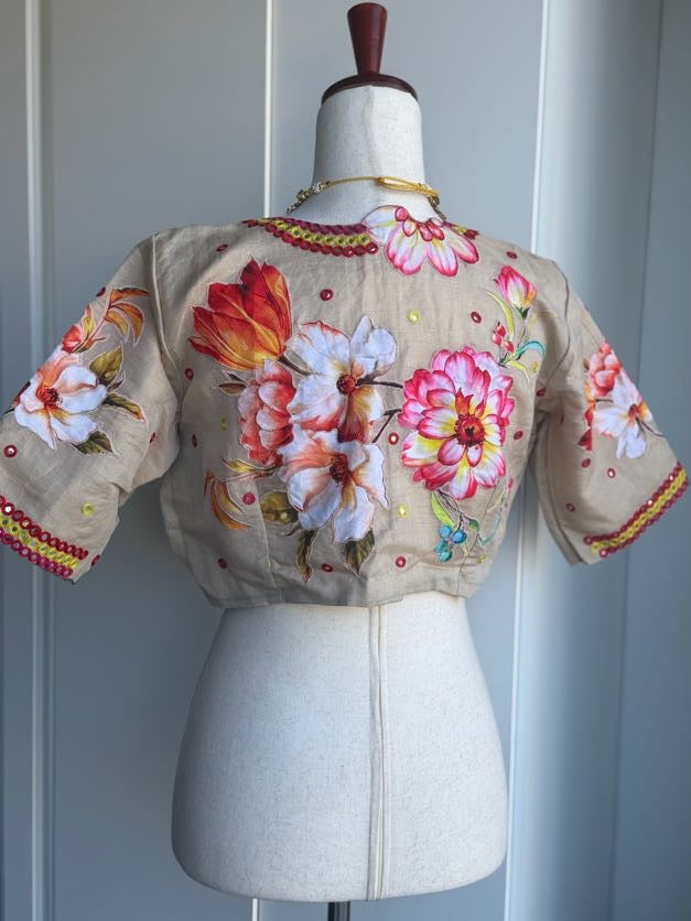 Chanderi Silk Mirror Work Embroidery Blouse | Saree Blouse In USA