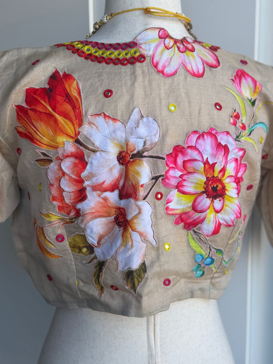 Chanderi Silk Mirror Work Embroidery Blouse | Saree Blouse In USA