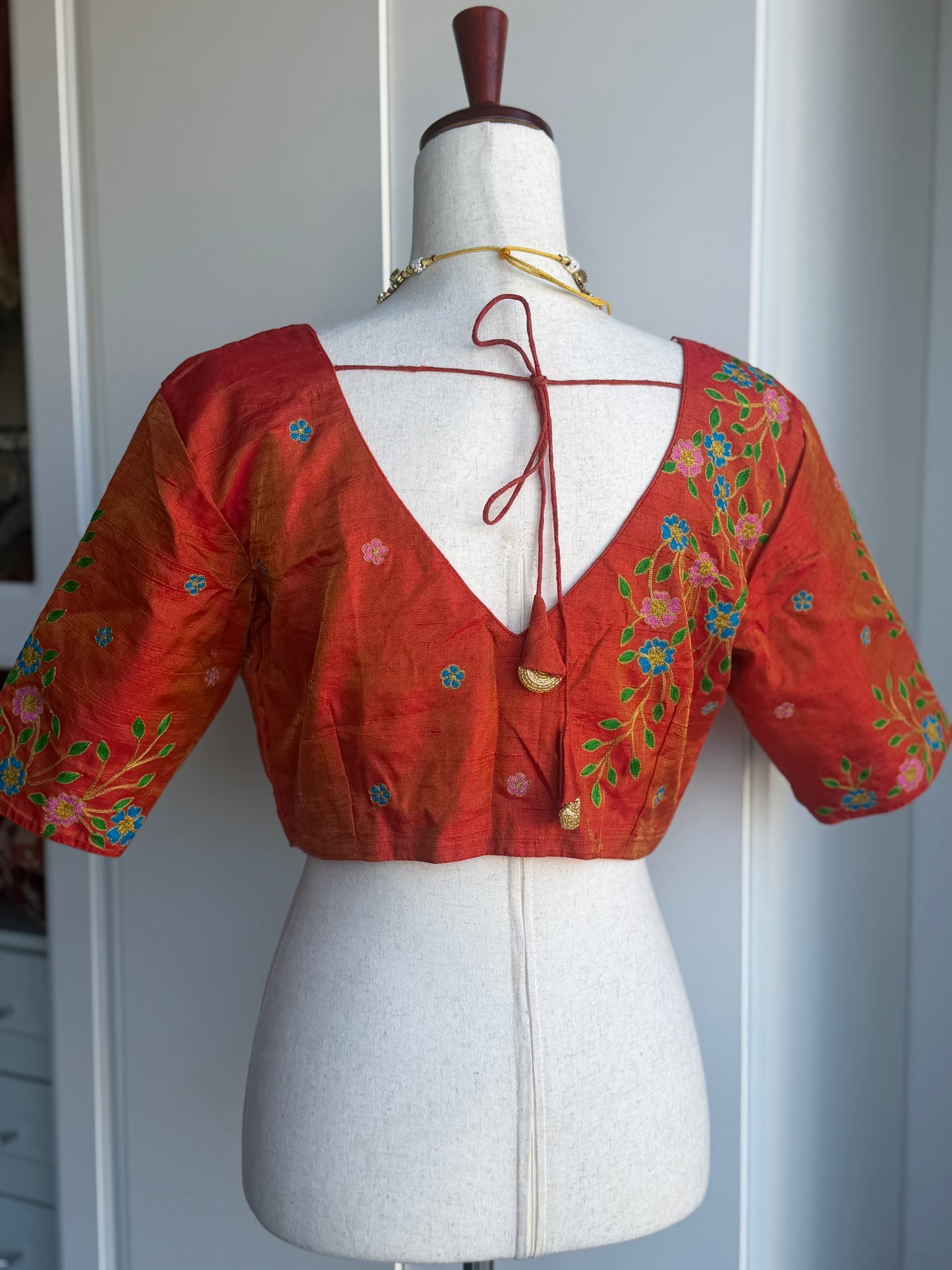 Rawsilk Tissue Embroidery Blouse | Party Wear Blouse | Indian Bridal Blouse