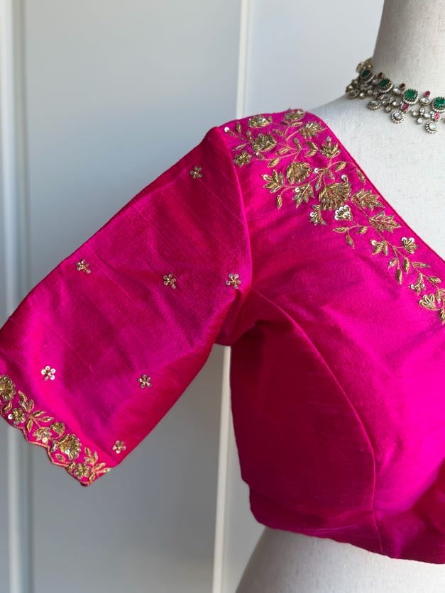Rawsilk Embroidery Blouse | Party Wear Blouse | Indian Bridal Blouse
