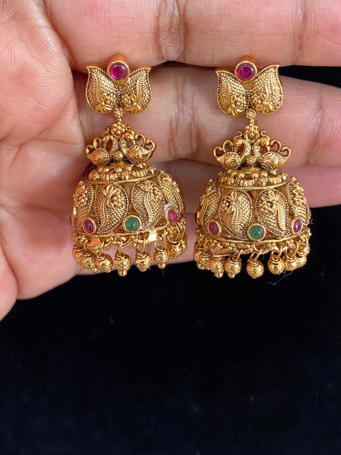 Traditional Antique Mango Jumkis | Indian Earrings In USA