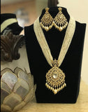 Long Pearl moissanite Pendant Necklace Set | Indian Jewelry In USA