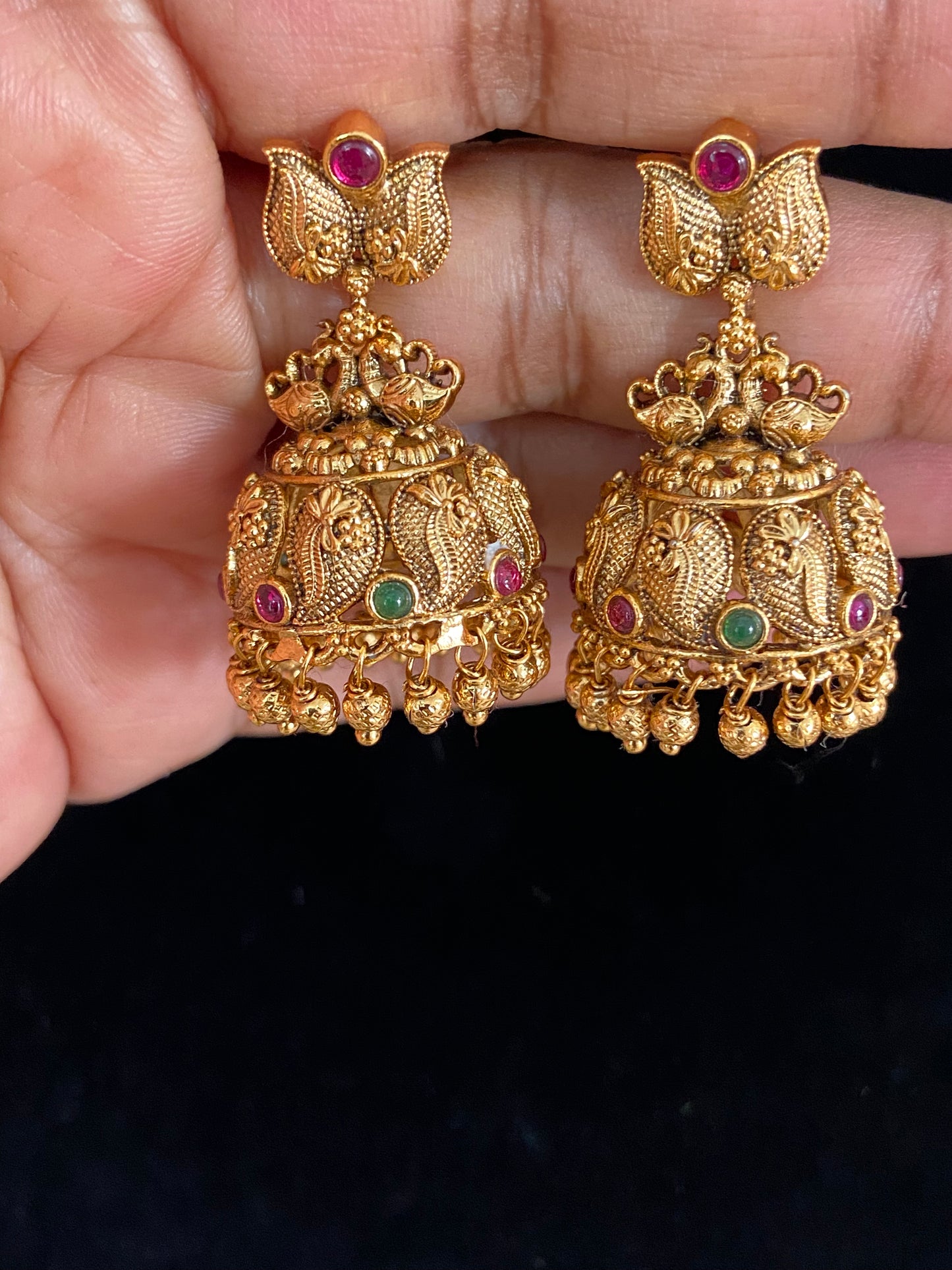 Traditional Antique Mango Jumkis | Indian Earrings In USA