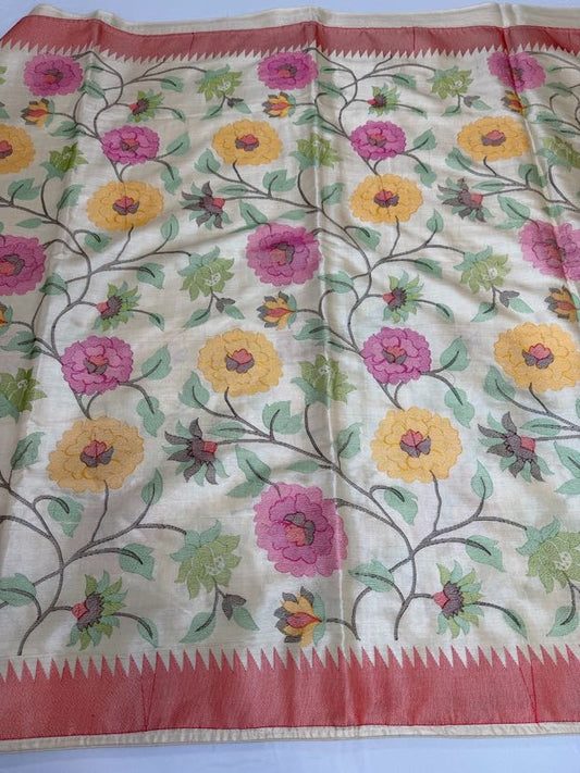 Pure Tussar Embroidery Saree |  Party wear saree | Sarees in USA