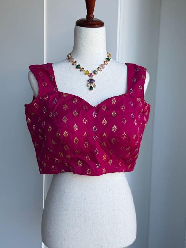 Banaras Brocade Sleeveless Blouse | Saree Blouses Online