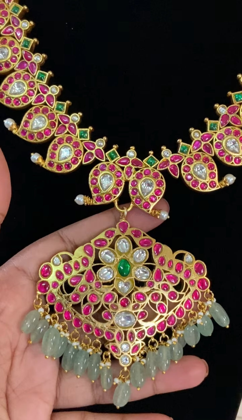 Jadau Kundan Mango 2 in 1 Necklace | Indian Traditional Jewelry In USA