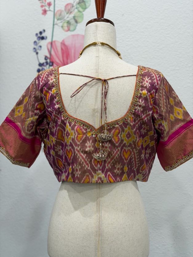 Hand embroidery ikat tissue Blouse | Saree Blouses Online | readymade blouses in USA
