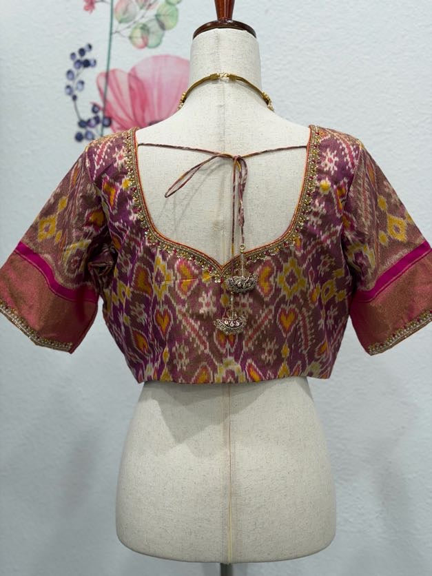 Hand embroidery ikat tissue Blouse | Saree Blouses Online | readymade blouses in USA