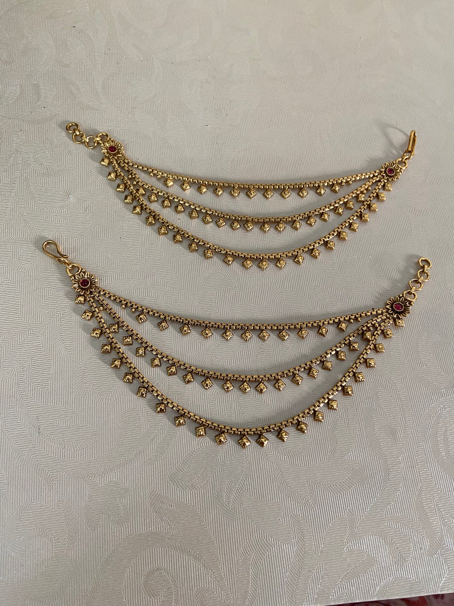 Antique Ruby Champaswaralu | Hair accessories | indian  Ear Chains