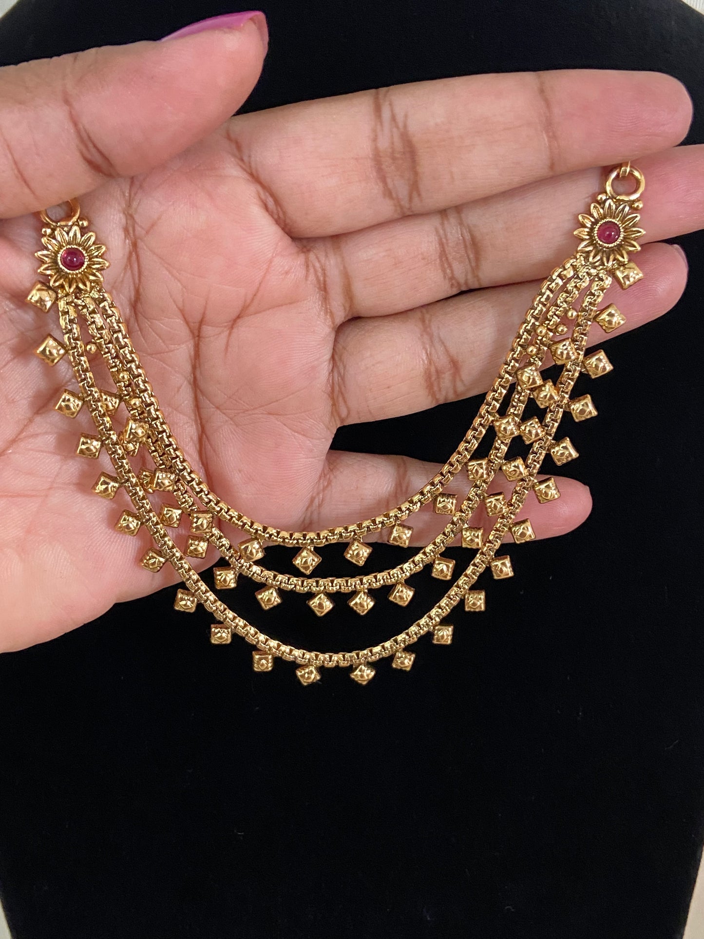 Antique Ruby Champaswaralu | Hair accessories | indian  Ear Chains