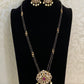 CZ Pendant long Black Beads Necklace With Earrings | Traditional Mangalasutra