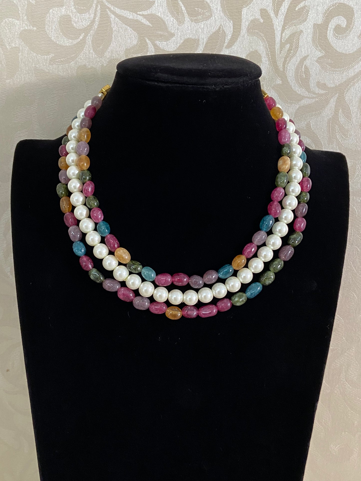 Onyx Beads & Pearls necklace | Indian Jewelry