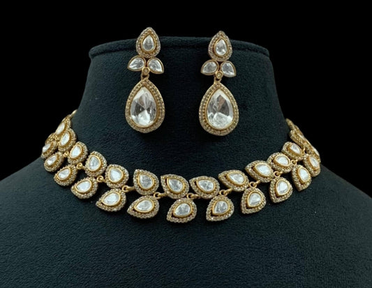 AD Polki Necklace With Earrings | Indian Jewelry In USA