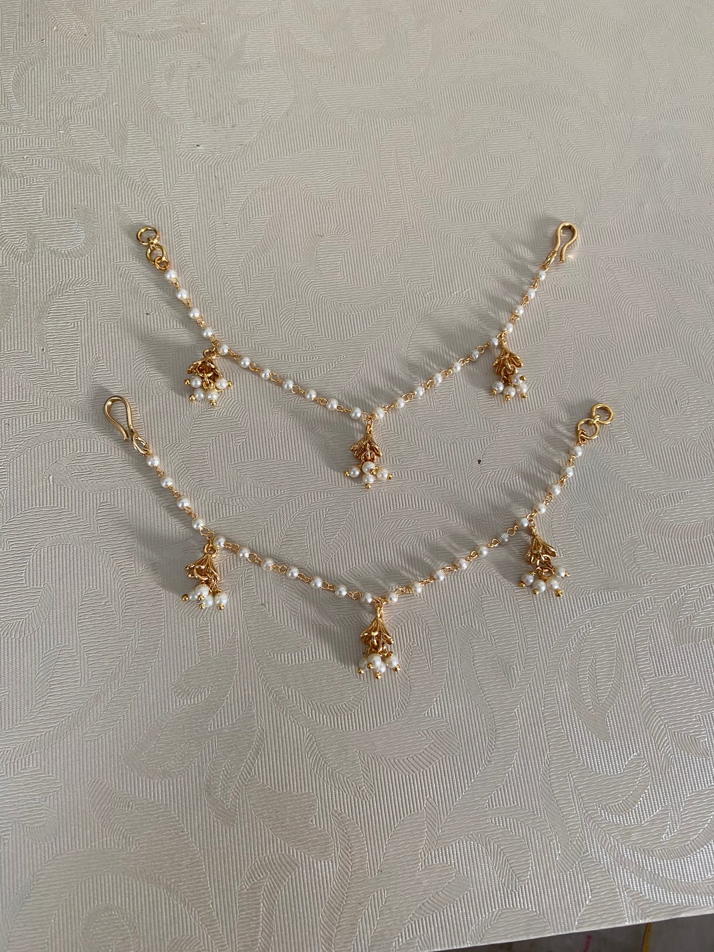 Single Pearl Jumki Champaswaralu | Hair accessories | indian Ear Chains