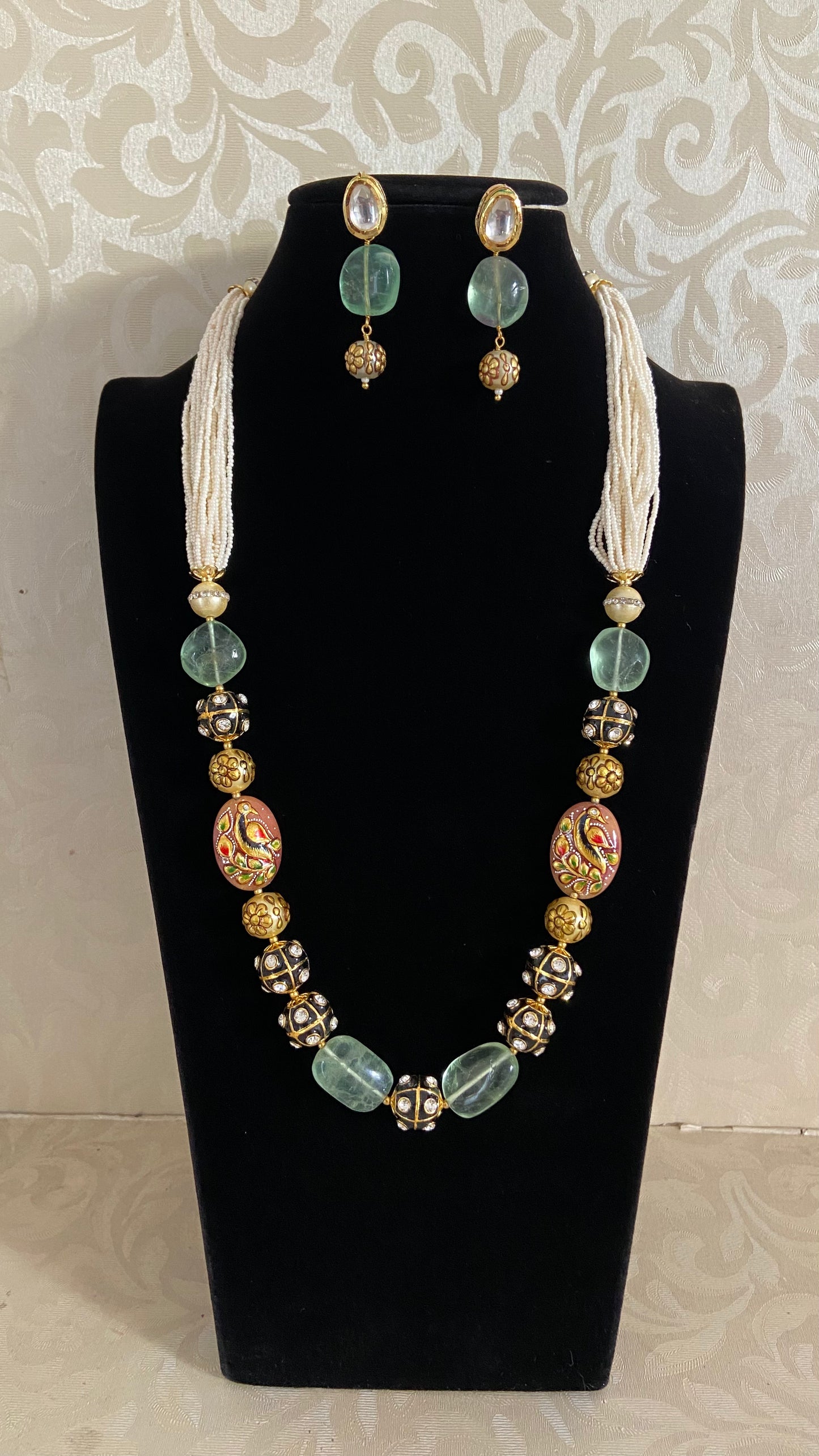 Meenakari beads classic Necklace Set | Indian Jewelry In USA