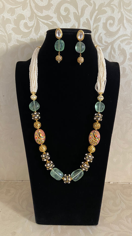 Meenakari beads classic Necklace Set | Indian Jewelry In USA