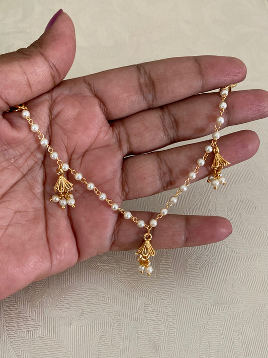 Single Pearl Jumki Champaswaralu | Hair accessories | indian Ear Chains