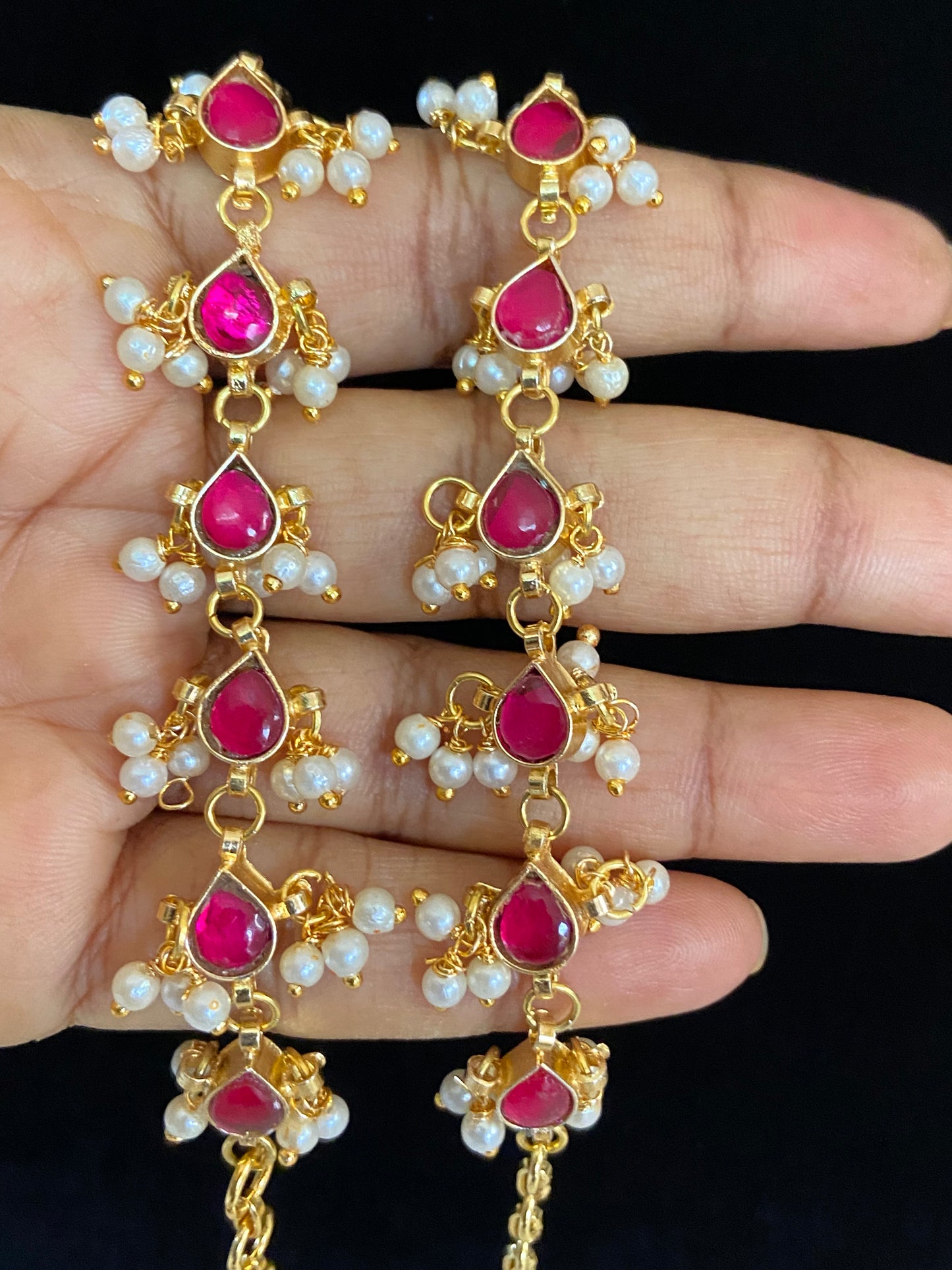 Jadau Kundan Ear Chains | Ear Maati