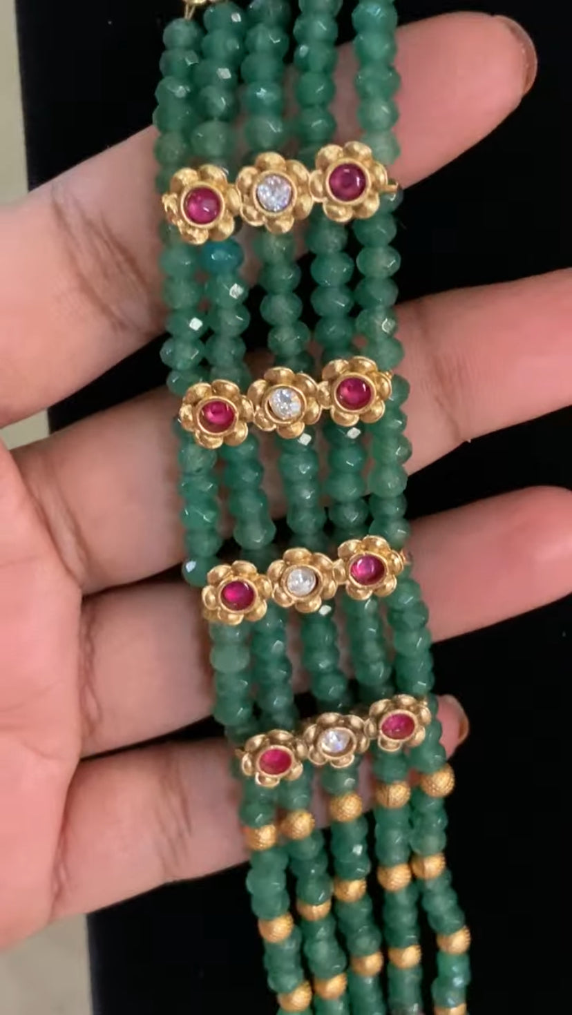 Traditional 5Layer Beads Necklace Set | Indian Traditional Jewelry