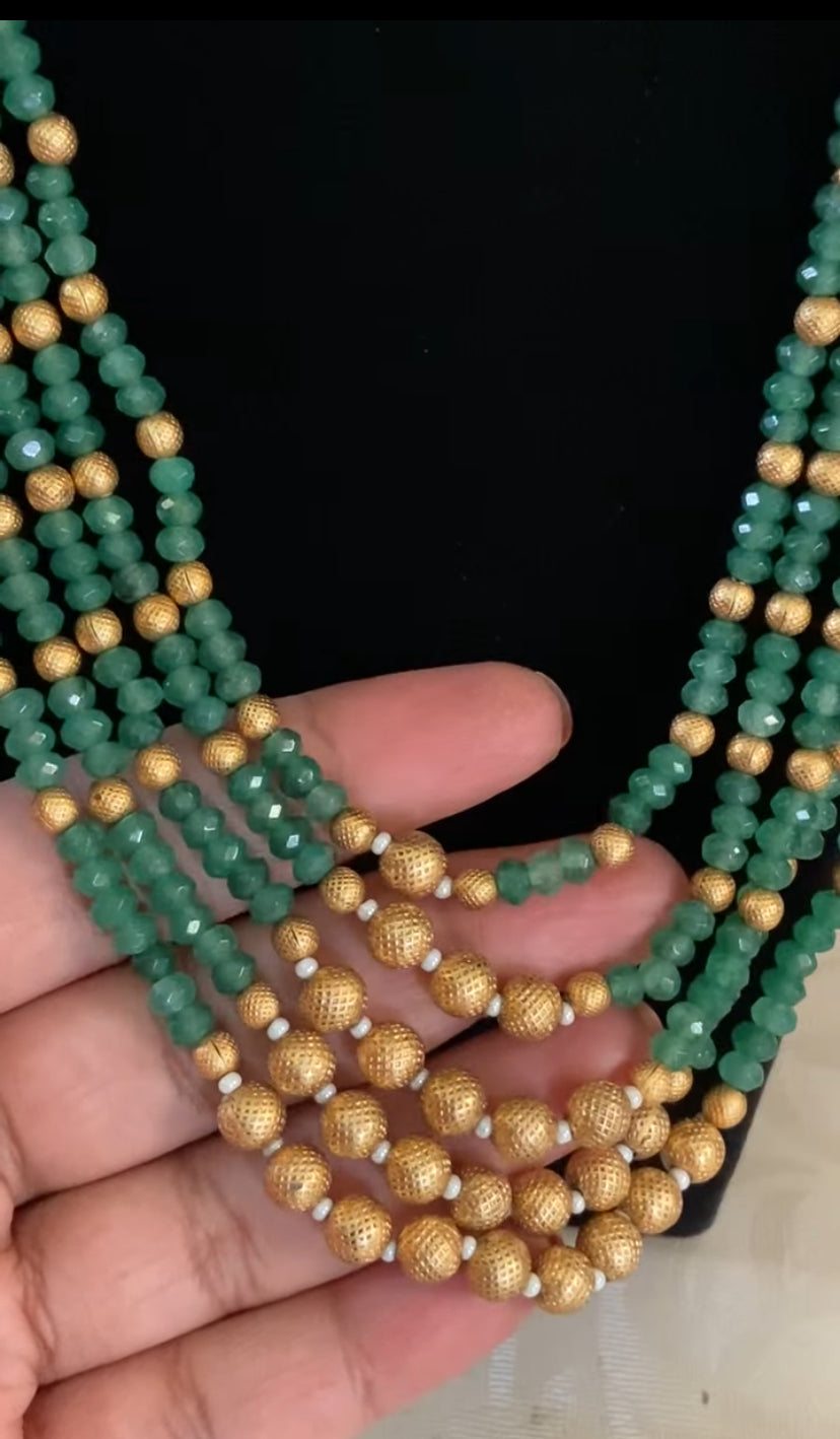 Traditional 5Layer Beads Necklace Set | Indian Traditional Jewelry