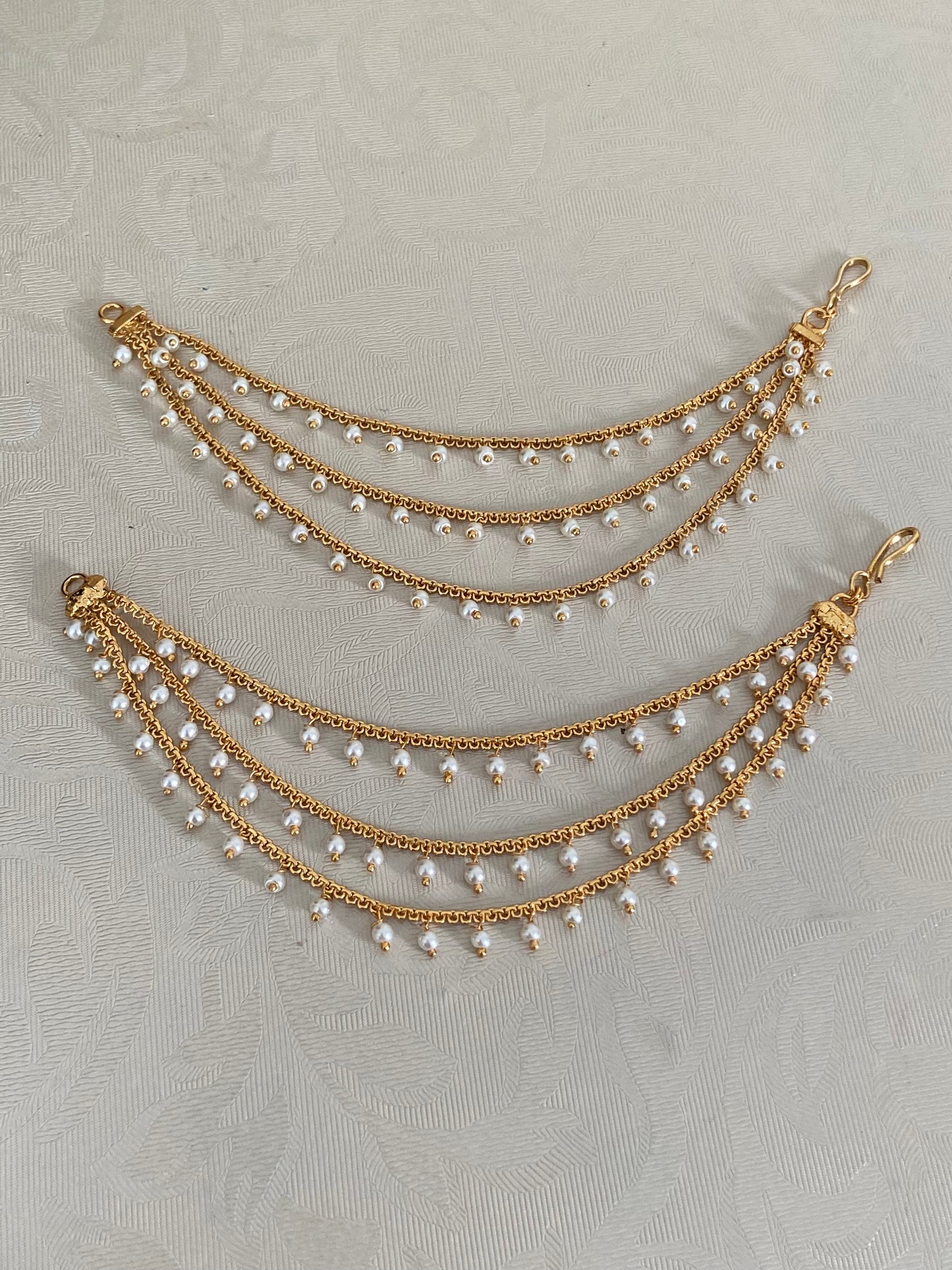 Antique Pearl Ear Chains | Hair accessories | Champaswaralu