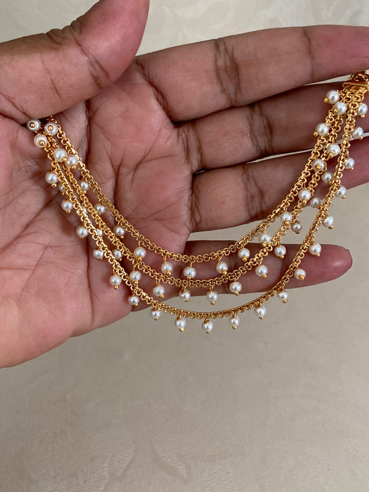 Antique Pearl Ear Chains | Hair accessories | Champaswaralu