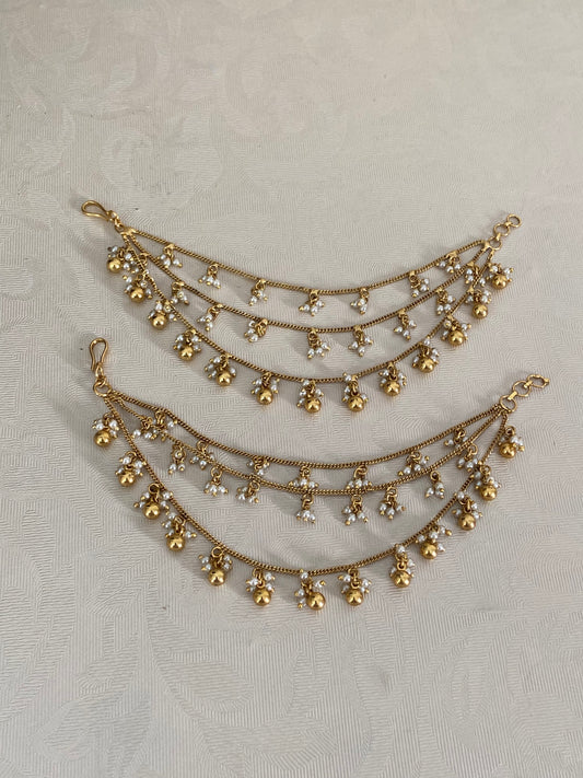 Antique Pearl Ear Chains | Hair accessories | Champaswaralu