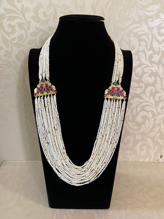 Jadau Kundan Side Pendants Necklace | Traditional Pearls Necklace