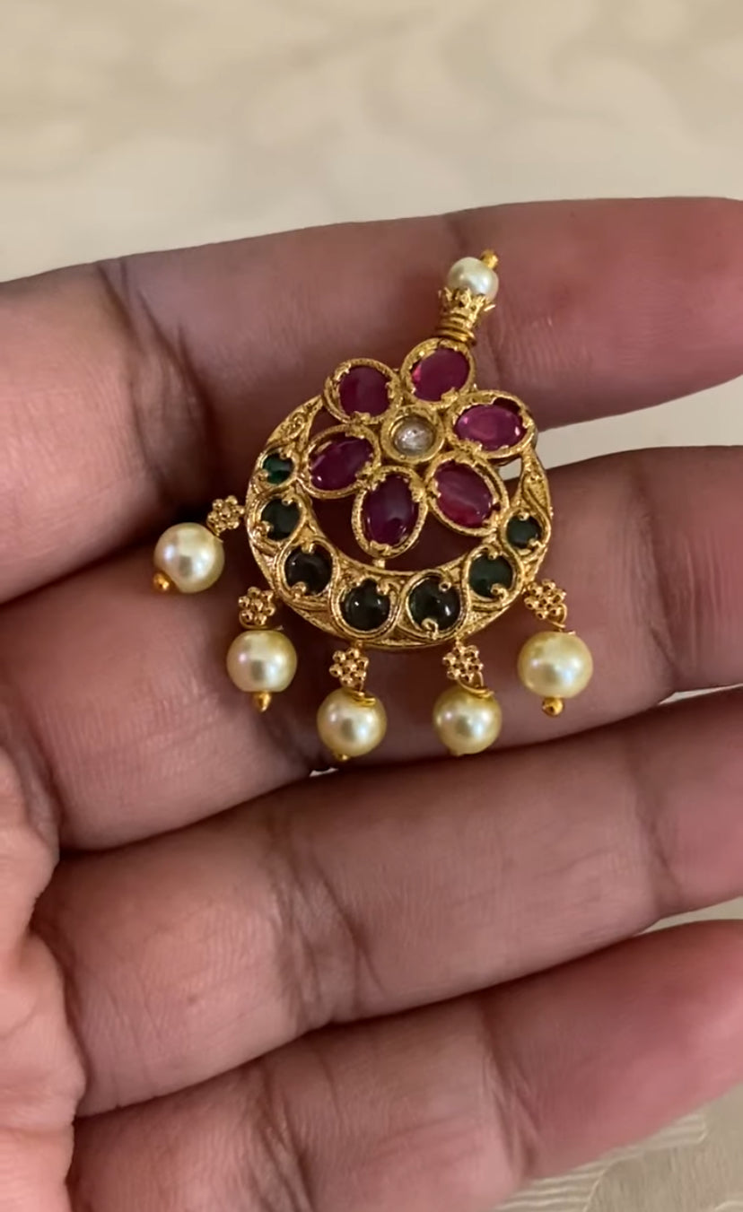 Traditional Ruby Green Mangalsutra | Blackbeads Necklace