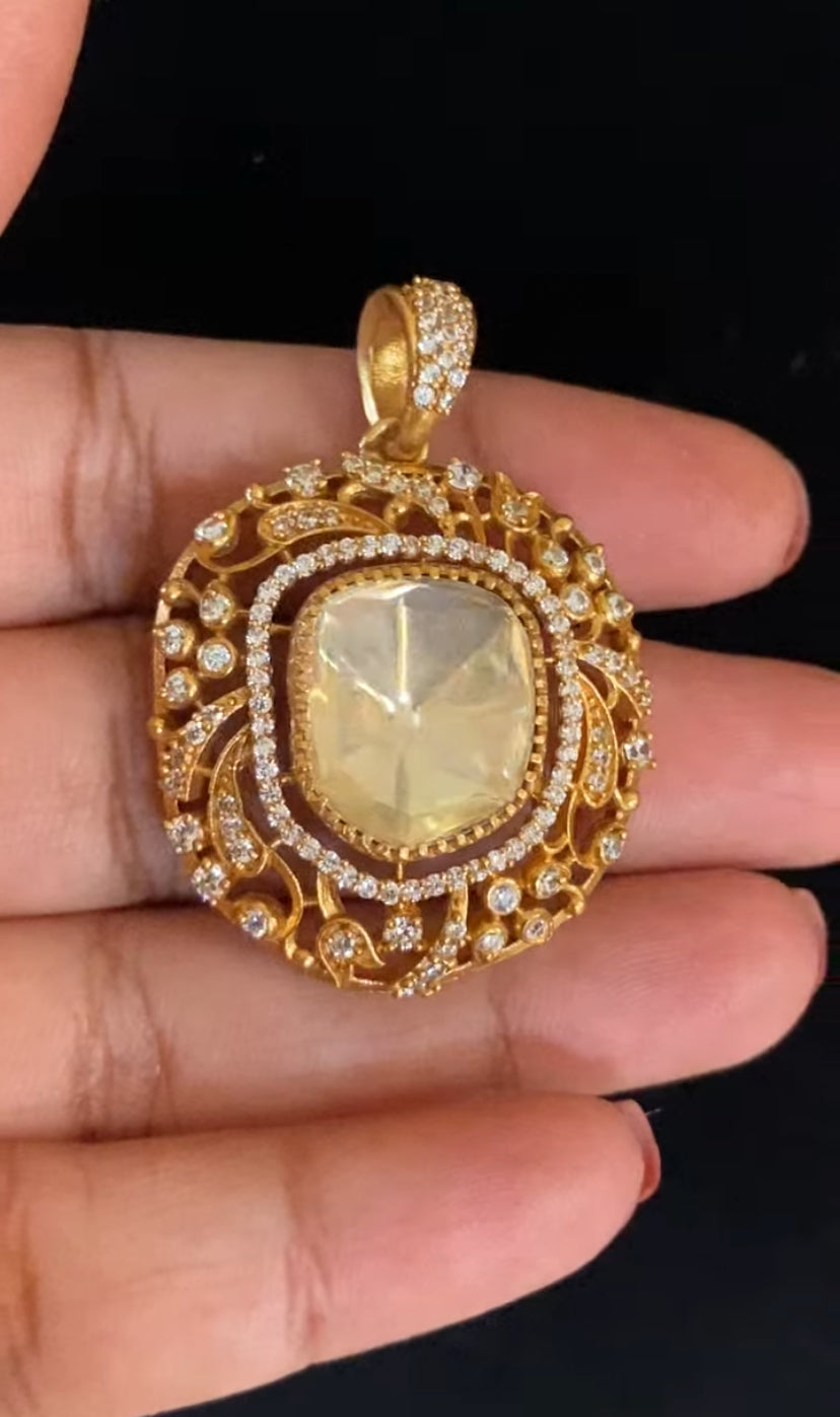 AD Polki Pendant & Studs | Indian Jewelry In USA