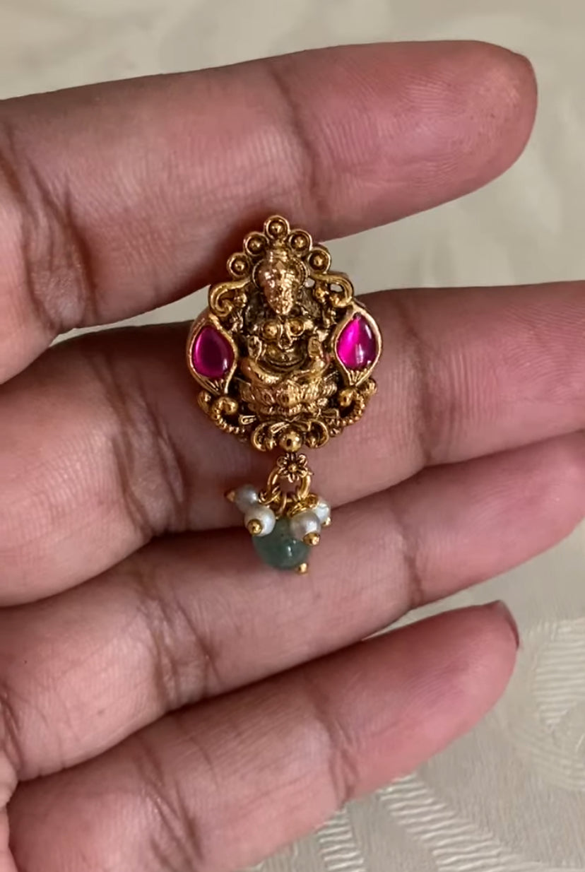 Antique Lakshmi Pendant Beads Choker Set | Traditional Temple Jewelryn In USA