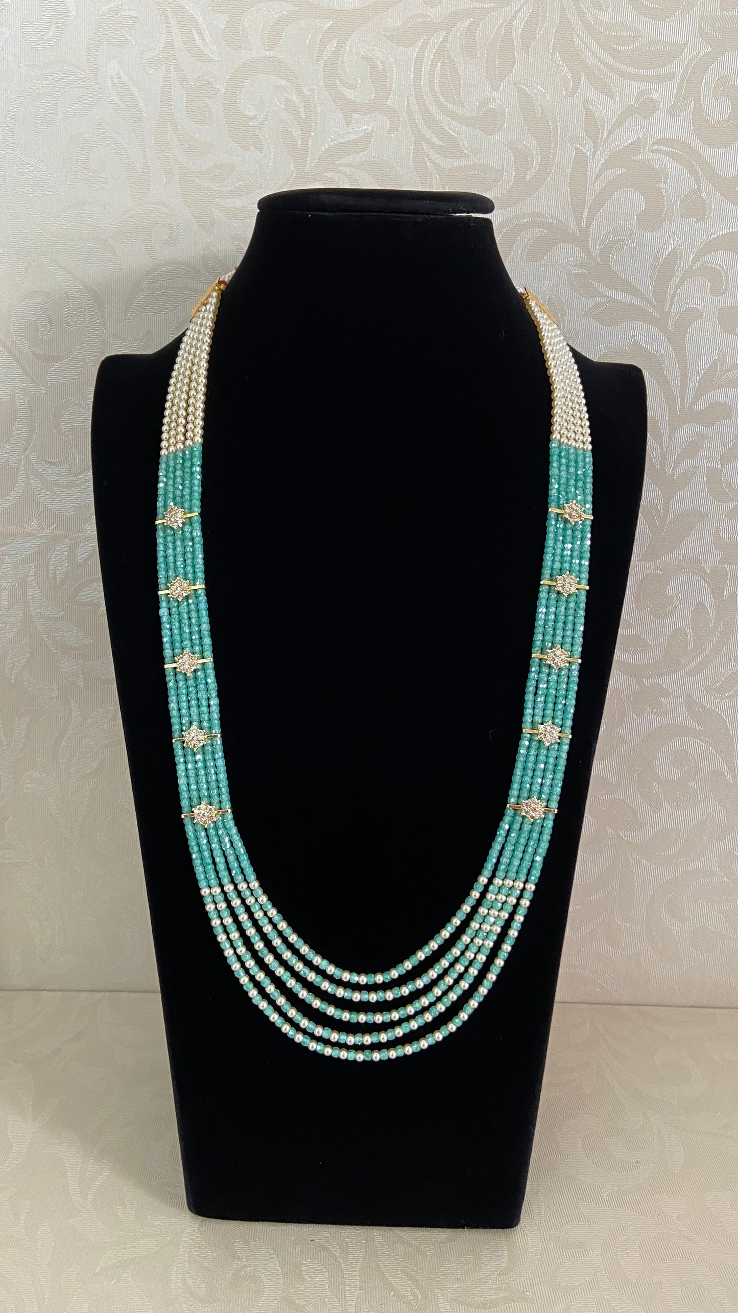 Premium Beads CZ Side Pendants Mala | Indian Jewelry In USA