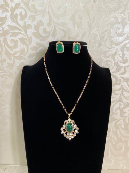 Polki Kundan Pendant Necklace | Simple Necklace With Studs
