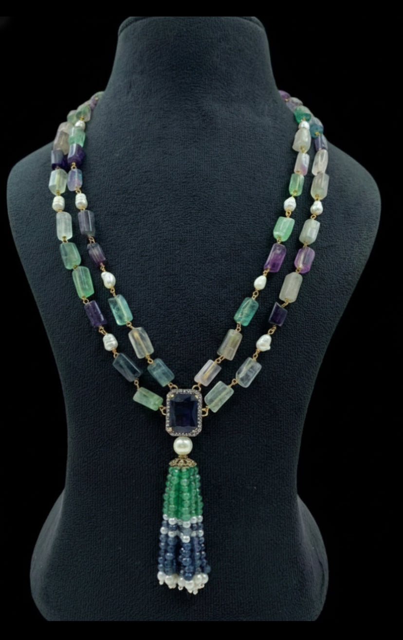 Fusion Multi Color Stone Beads Necklace | Indian Jewelry | Gift Idea